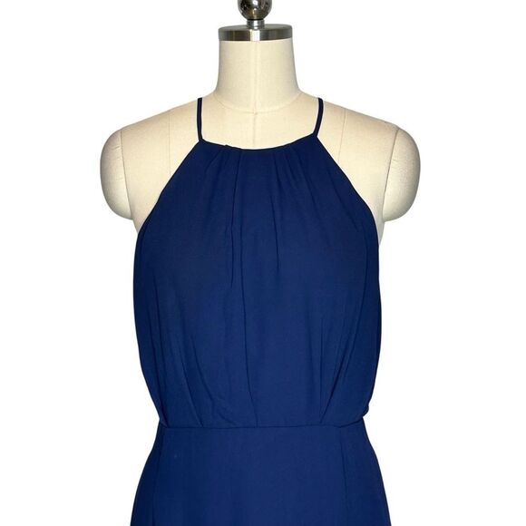 Lulus Navy Blue Pleated Chiffon Sleeveless Cocktail Dress| XL - Picture 4 of 10